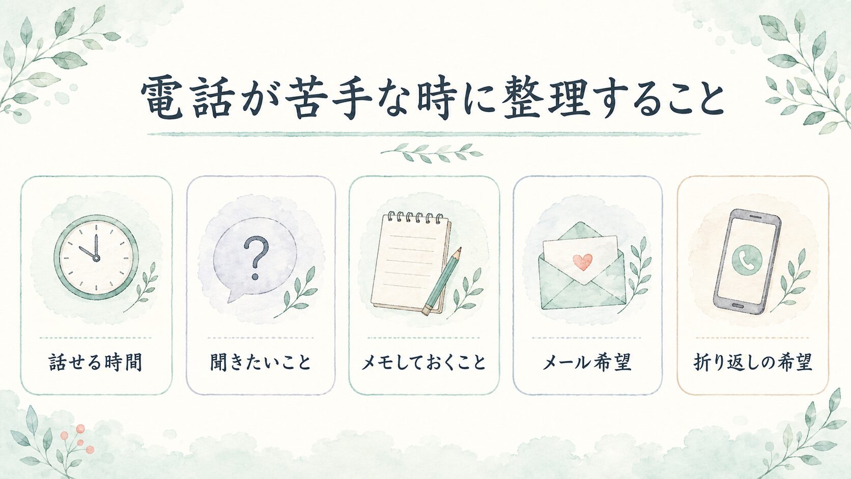 電話が苦手な時に整理することについて整理した薬剤師向け図解