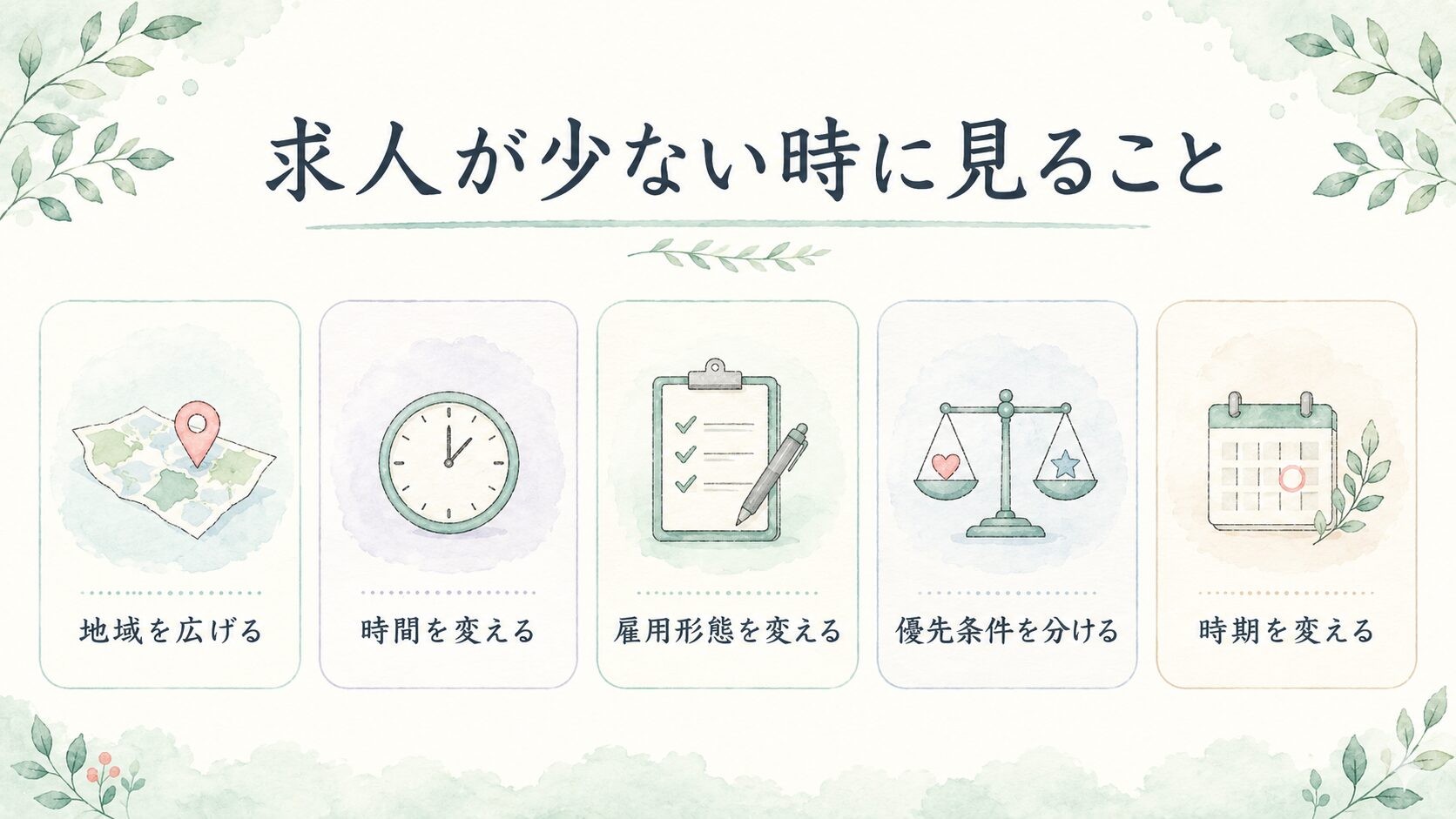 求人が少ない時に見ることについて整理した薬剤師向け図解