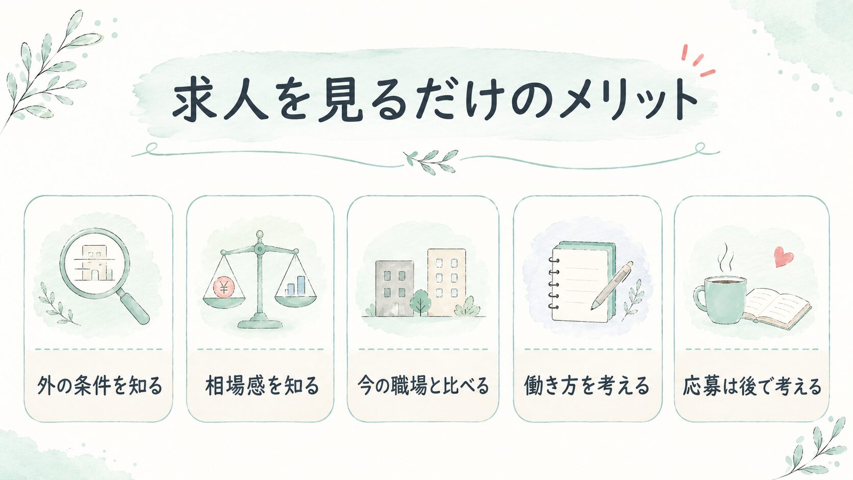 求人を見るだけのメリットについて整理した薬剤師向け図解