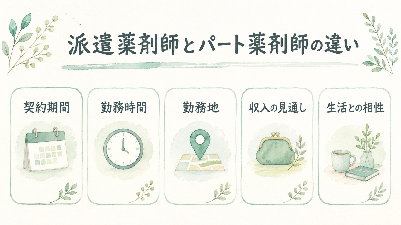 派遣薬剤師とパート薬剤師の違いについて整理した薬剤師向け図解