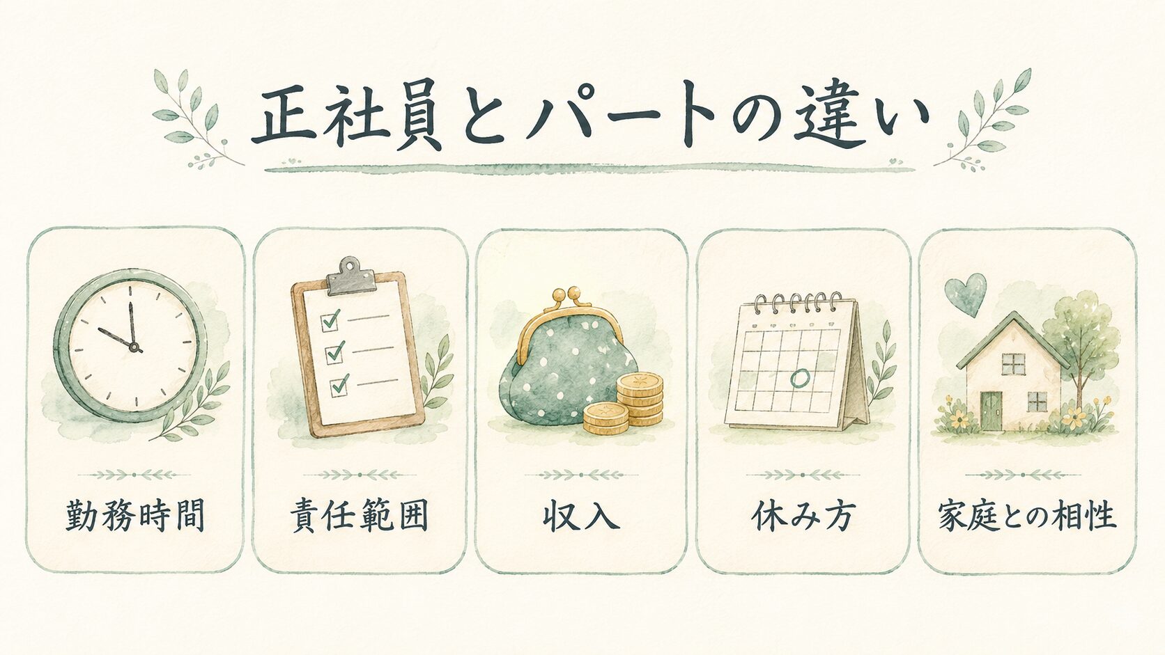 正社員とパートの違いについて整理した薬剤師向け図解