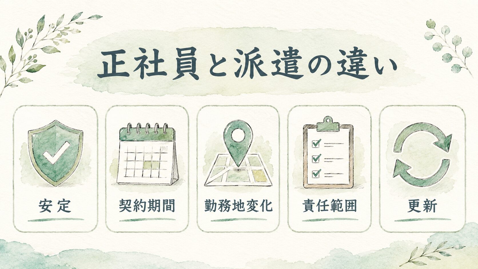 正社員と派遣の違いについて整理した薬剤師向け図解