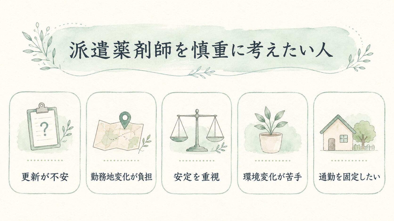 派遣薬剤師を慎重に考えたい人について整理した薬剤師向け図解