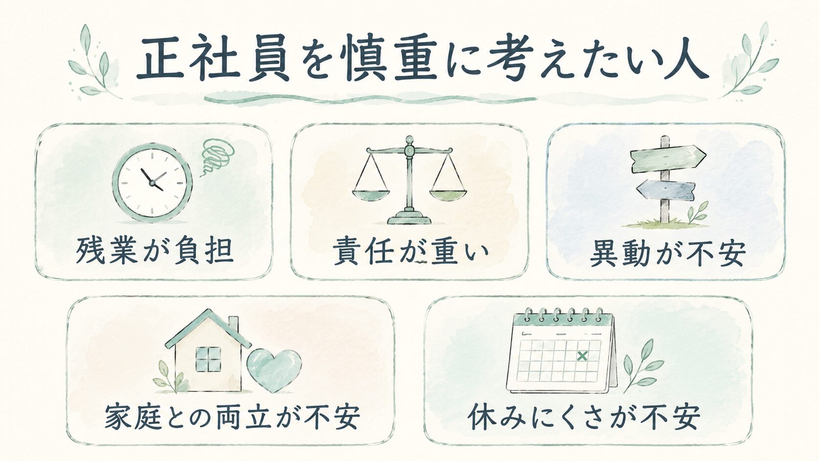 正社員を慎重に考えたい人について整理した薬剤師向け図解