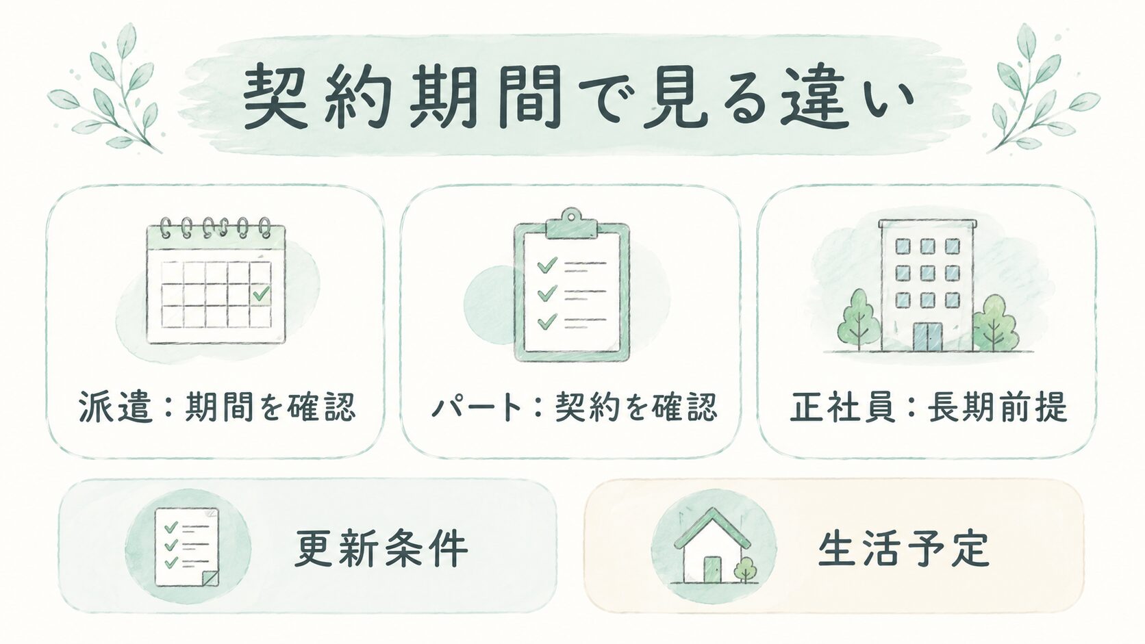 契約期間で見る違いについて整理した薬剤師向け図解