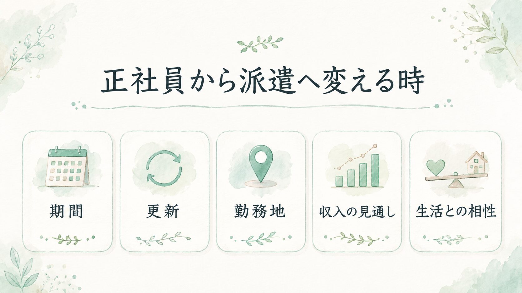 正社員から派遣へ変える時について整理した薬剤師向け図解