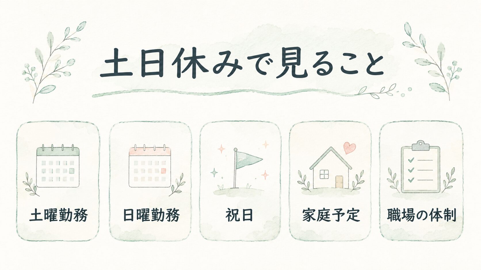 土日休みで見ることについて整理した薬剤師向け図解