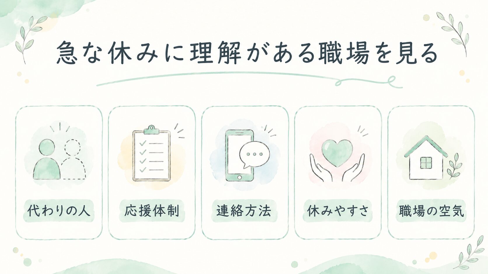 急な休みに理解がある職場を見るについて整理した薬剤師向け図解