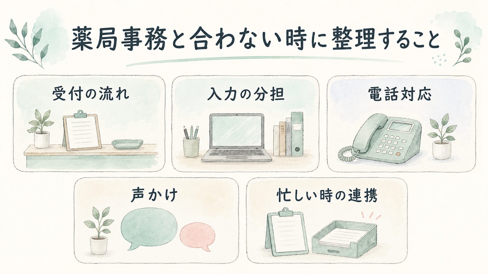 薬局事務と合わない時に整理することについて整理した薬剤師向け図解