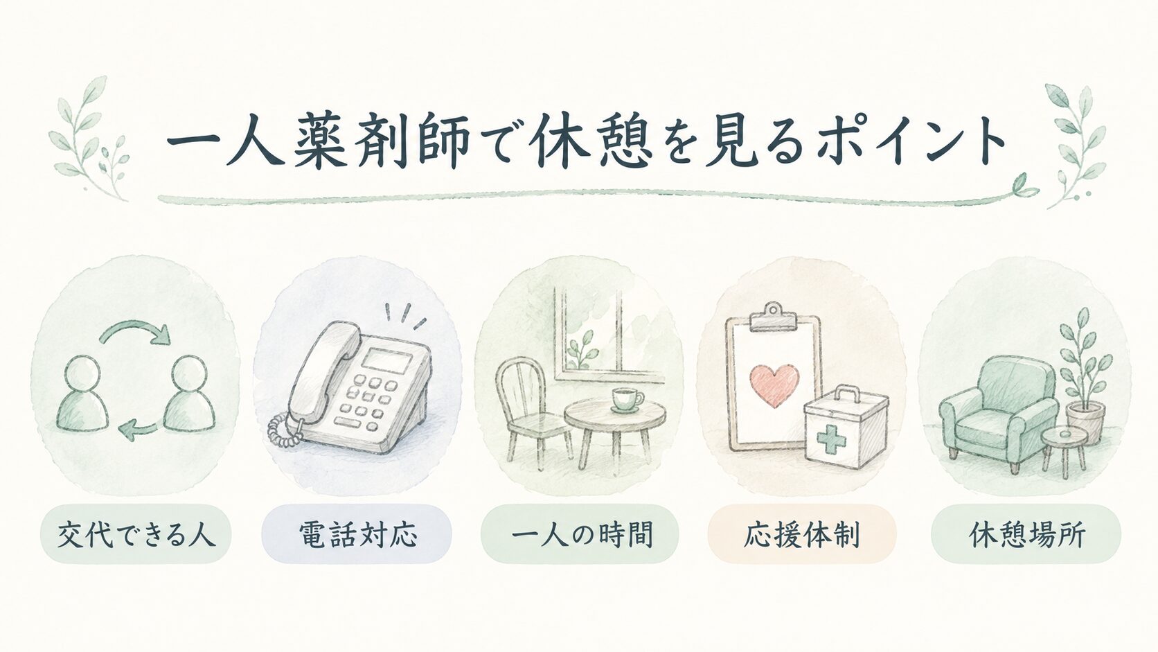 一人薬剤師で休憩を見るポイントについて整理した薬剤師向け図解