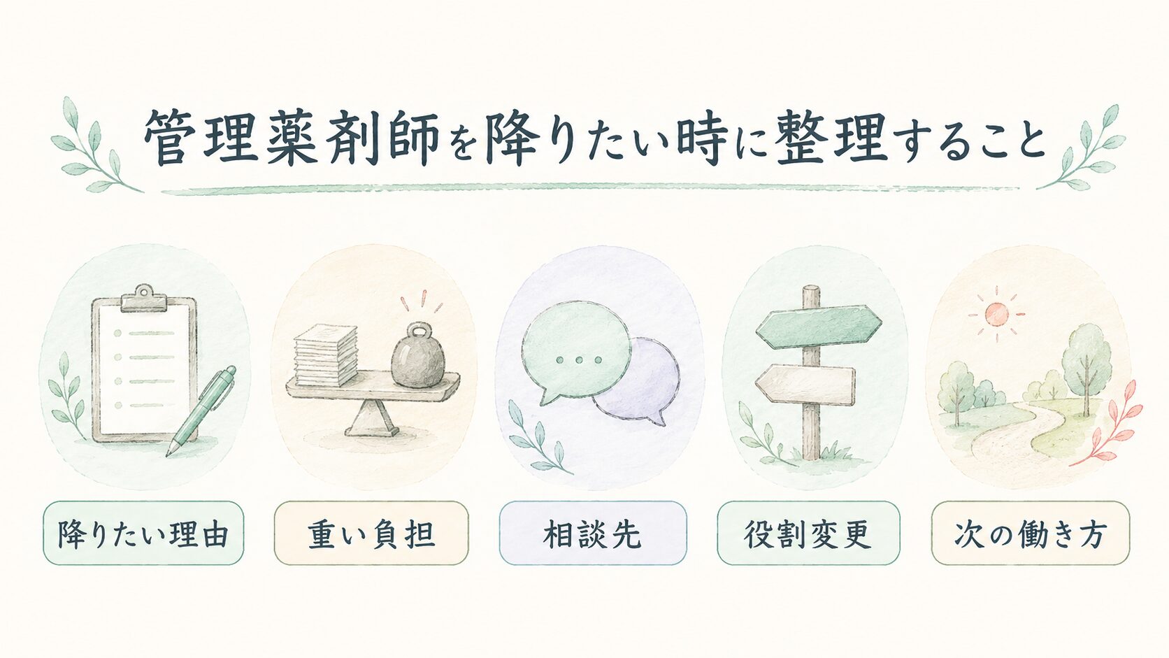 管理薬剤師を降りたい時に整理することについて整理した薬剤師向け図解