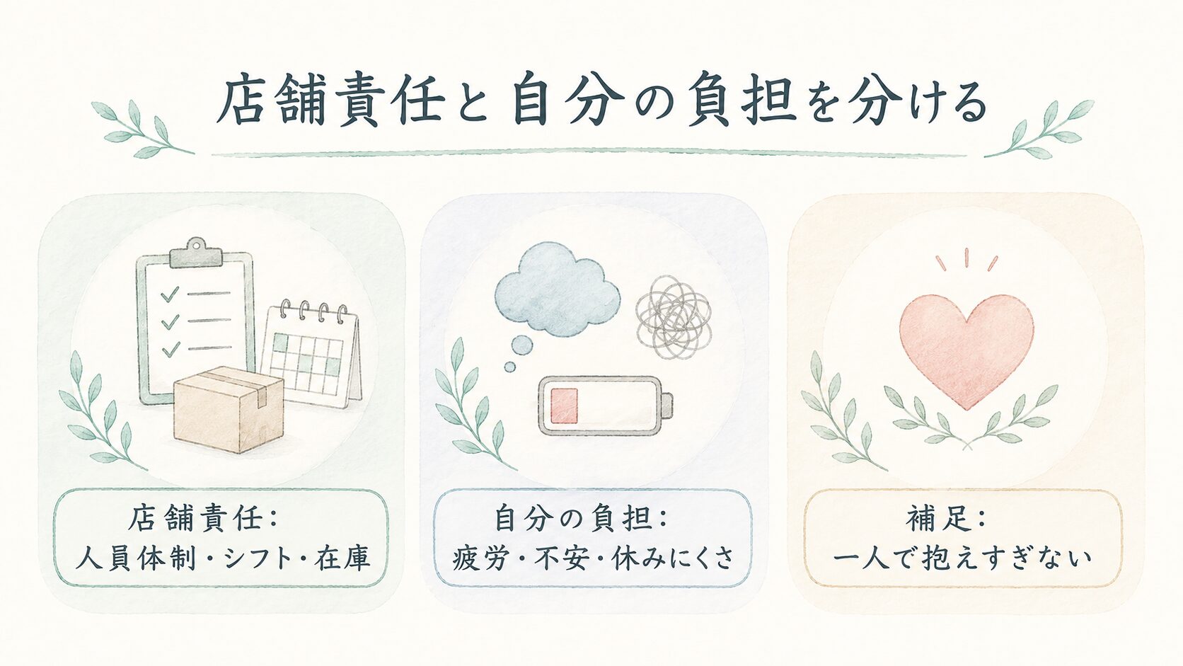 店舗責任と自分の負担を分けるについて整理した薬剤師向け図解