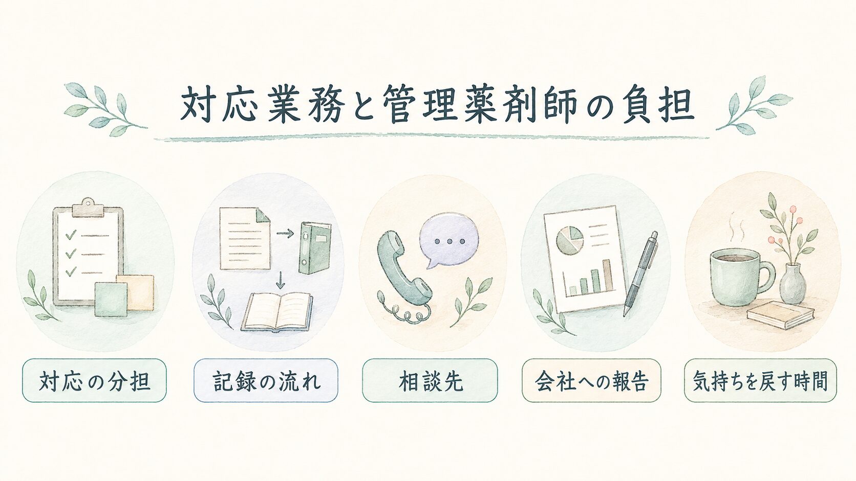 対応業務と管理薬剤師の負担について整理した薬剤師向け図解