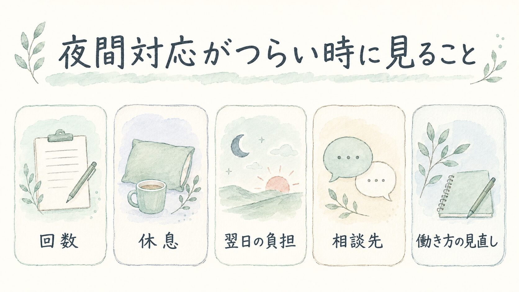 夜間対応がつらい時に見ることについて整理した薬剤師向け図解