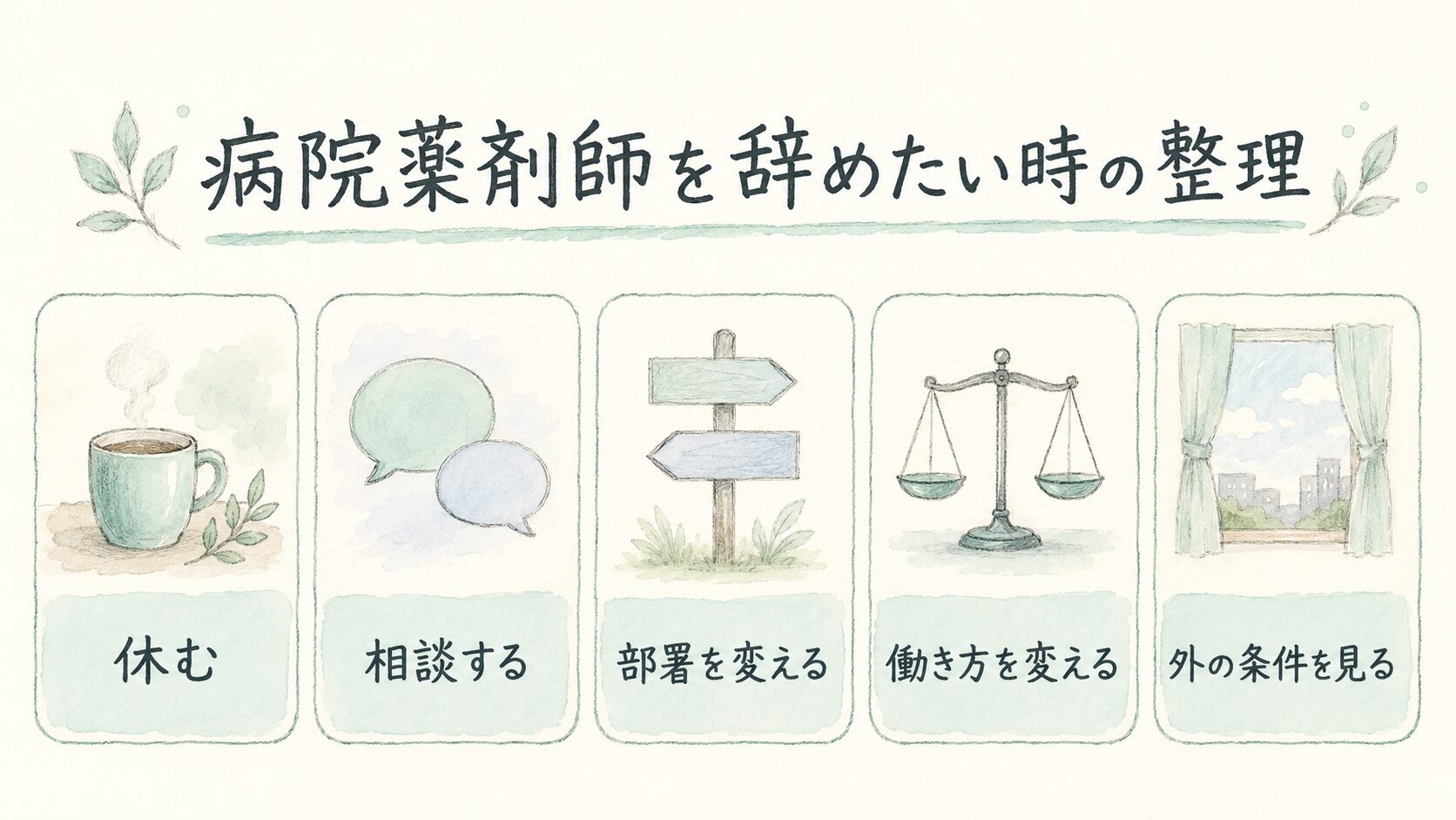 病院薬剤師を辞めたい時の整理について整理した薬剤師向け図解