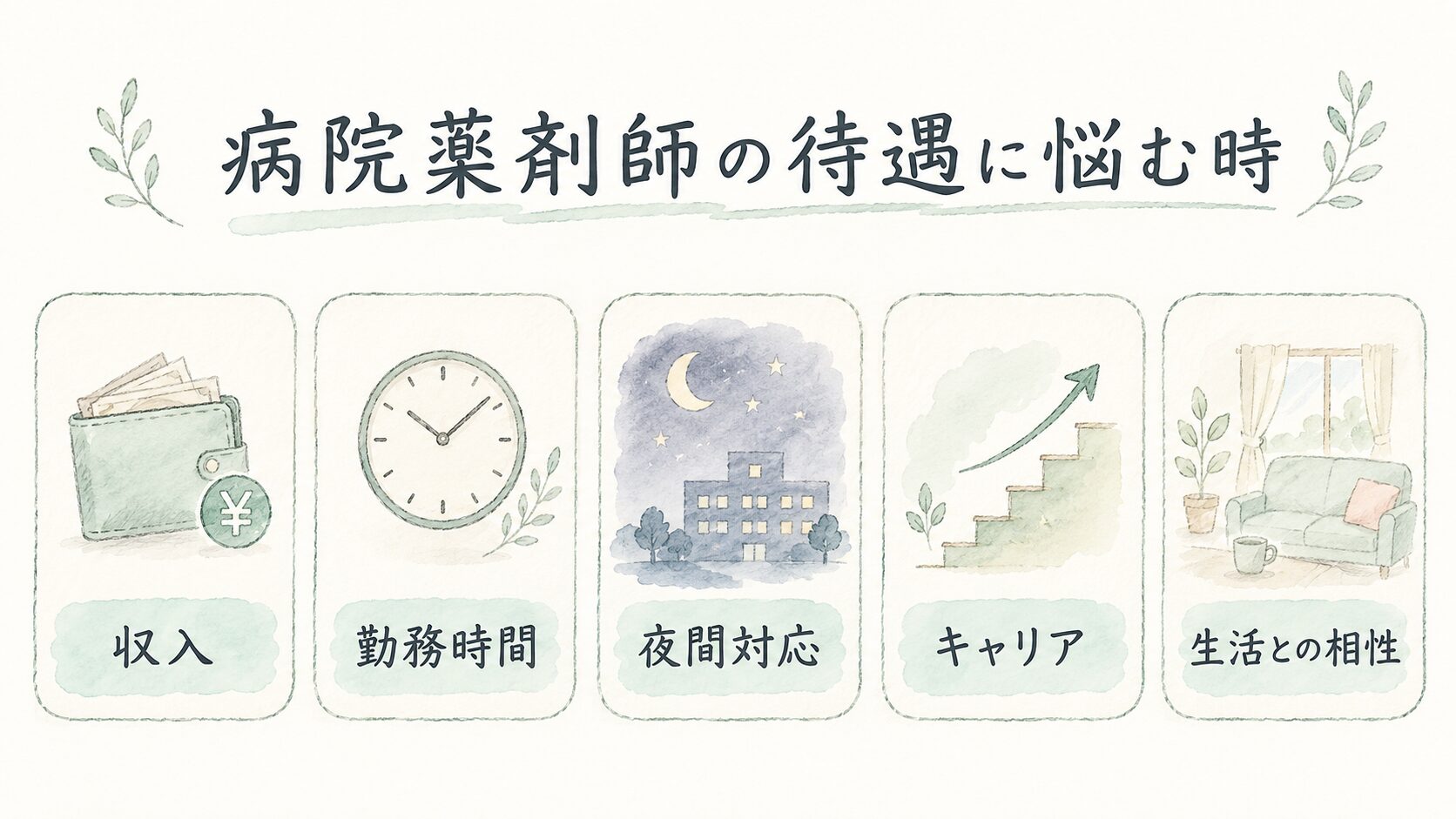 病院薬剤師の待遇に悩む時について整理した薬剤師向け図解