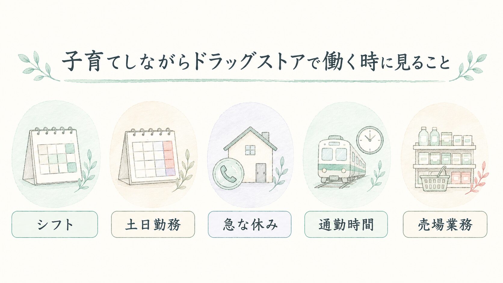 子育てしながらドラッグストアで働く時に見ることについて整理した薬剤師向け図解