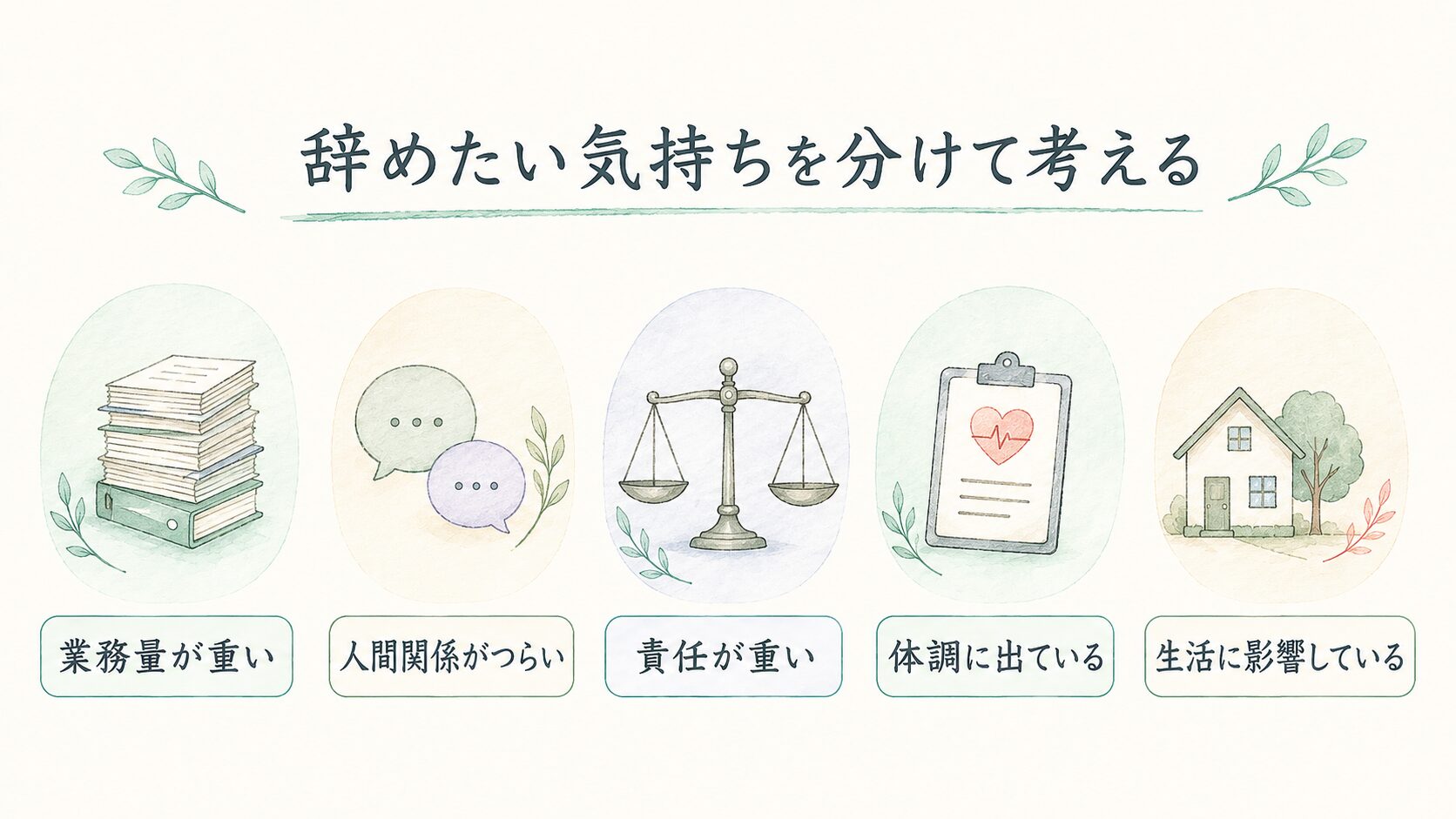 辞めたい気持ちを分けて考えるについて整理した薬剤師向け図解