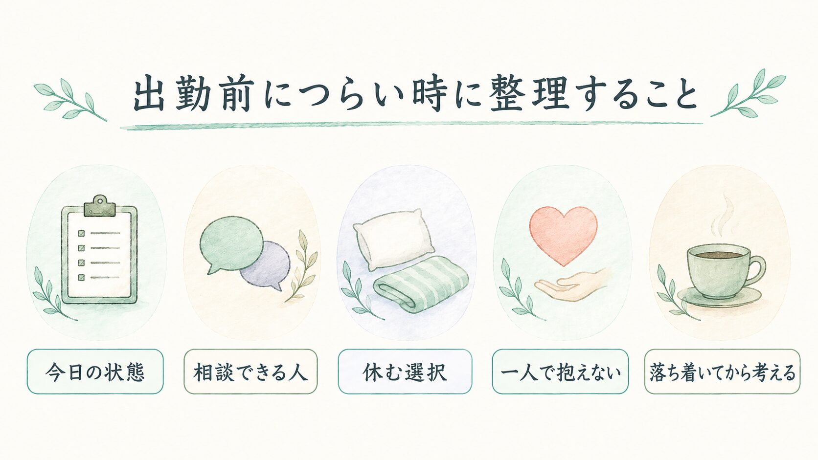 出勤前につらい時に整理することについて整理した薬剤師向け図解