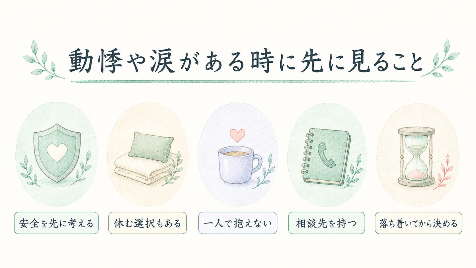 動悸や涙がある時に先に見ることについて整理した薬剤師向け図解