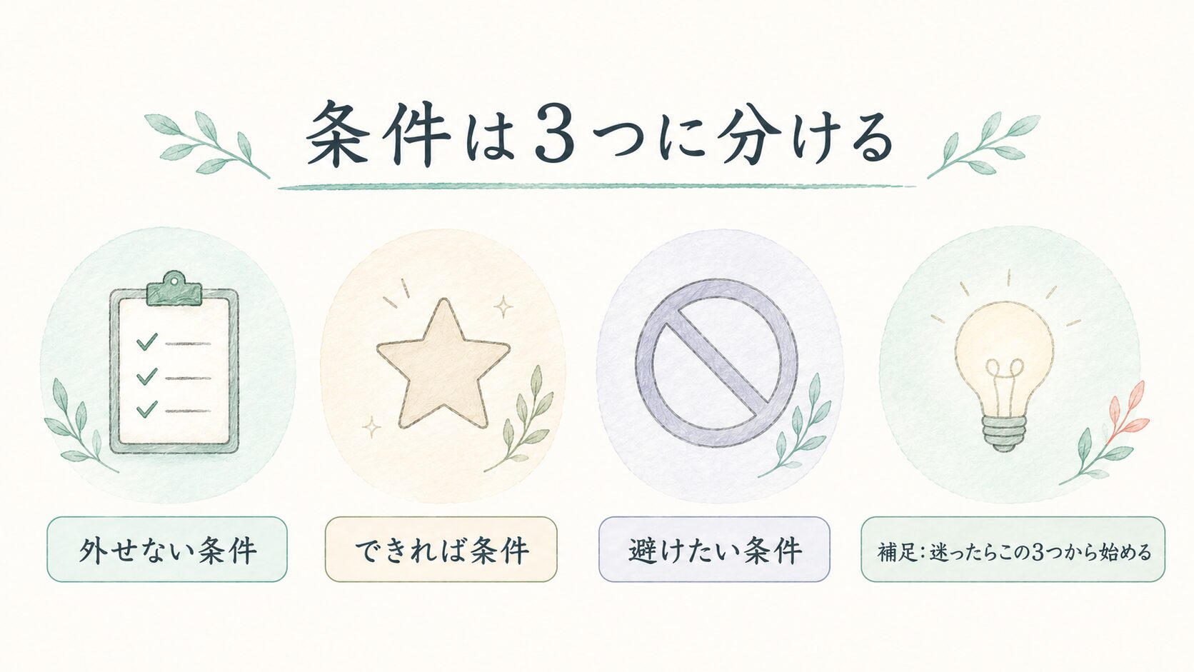 条件は3つに分けるについて整理した薬剤師向け図解